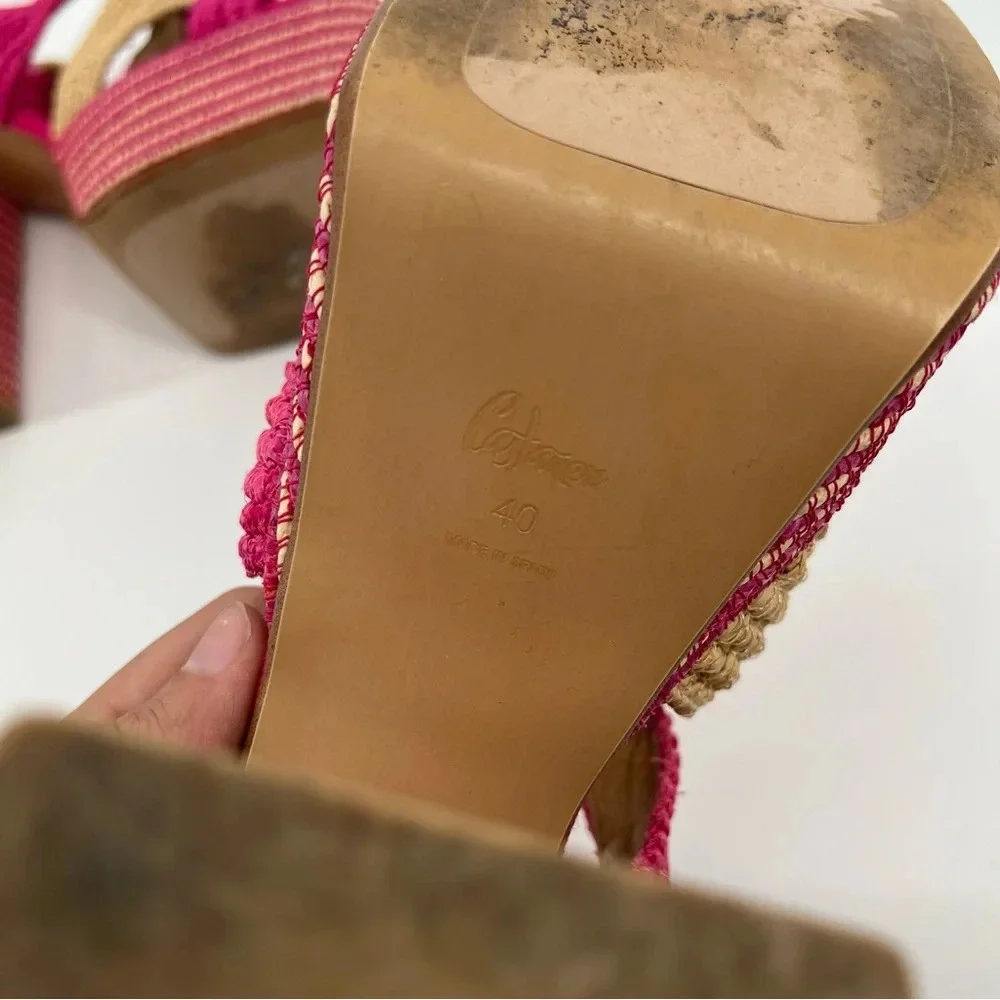 Castaner Fulvia Pink Woven Strappy Platform Colorful Tropical Resortwear Heels